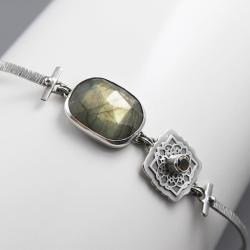 srebrna bransoletka z labradorytem - Bransoletki - Biżuteria
