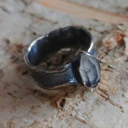 pierścionek z diamentem herkimer,unikat,srebro - Pierścionki - Biżuteria