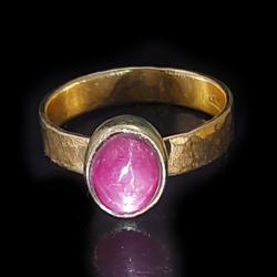 złoty ekskluzywny różowy pierścionek,rubin - Pierścionki - Biżuteria