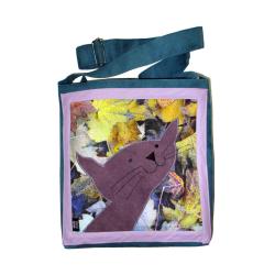 autorska fioletowa torba z kotem,kocurkiem - Na ramię - Torebki