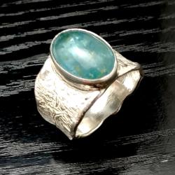 akwamaryn,srebrny pierścionek,morski błękit - Pierścionki - Biżuteria