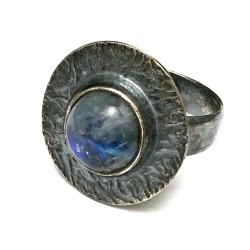 kamień księżycowy,srebrny pierścień,orbita,unikat - Pierścionki - Biżuteria