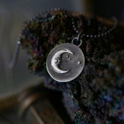 wisior z księżycem,srebrny medalik księżyc - Wisiory - Biżuteria