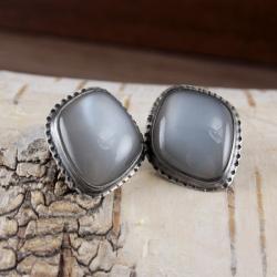 kamień księżycowy srebro,kolczyki księżycowy - Kolczyki - Biżuteria