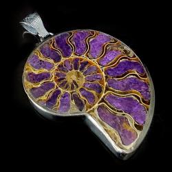 purpuryt amonit,srebrny wisior - Wisiory - Biżuteria