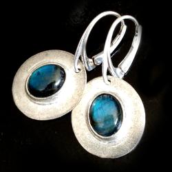labradoryt niebieski,srebrne kolczyki,stylowe - Kolczyki - Biżuteria