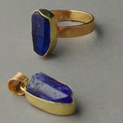 tanzanit,złota biżuteria,fiołkowy kamień - Komplety - Biżuteria