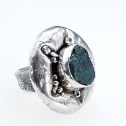 srebrny pierścionek z apatytem z madagaskaru - Pierścionki - Biżuteria