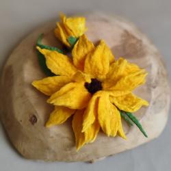 broszka filcowana,kwiat broszka,słonecznik - Broszki - Biżuteria