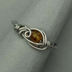 pierścionek,regulowany,wire wrapping,agat - Pierścionki - Biżuteria