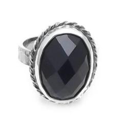 pierścionek z onyksem ze srebra,czarny minerał - Pierścionki - Biżuteria