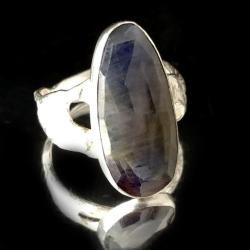 szafir,srebro pierścionek asymetrycnzy - Pierścionki - Biżuteria
