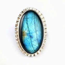 labradoryt niebieski,okazały pierścień ze srebra - Pierścionki - Biżuteria