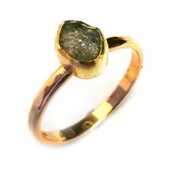 surowy diament,złoty pierścionek zaręczynowy - Pierścionki - Biżuteria