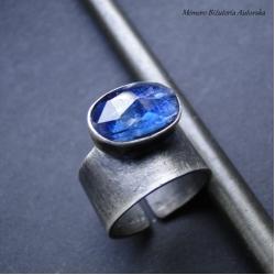 srebro,kianit,Surowy asymetryczny pierścień - Pierścionki - Biżuteria