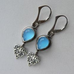 niebieskie agaty,lekkie kolczyki,z agatem - Kolczyki - Biżuteria