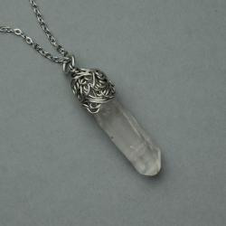 wisiorek,talizman,kryształ górski,wire wrapping - Wisiory - Biżuteria