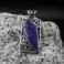 Wisiory wisior srebrolapis lazuli,prostokąt,koronka,granat