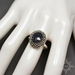 szafir,pierścionek,srebrny,granatowy,regulowany - Pierścionki - Biżuteria